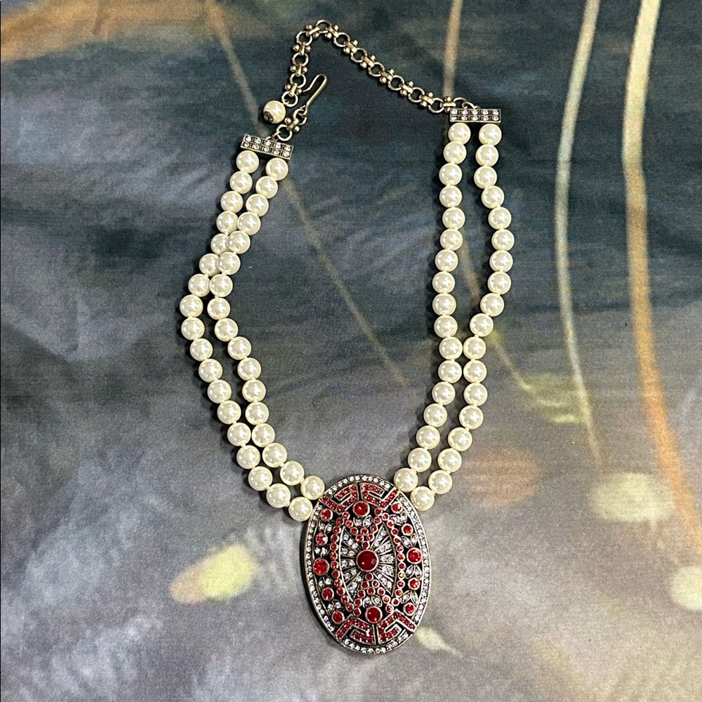 Heidi Daus Chic Pearl and Rhinestone Pendant Necklace
